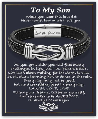Gifts for Men Infinity Leather Bracelet for Dad New Daddy Husband Boyfriend Son Grandson Brother Nephew Uncle Brown Braided Engraved Leather Jewelry Gifts for Fathers Day Birthday Christmas in Saudi Arabia
