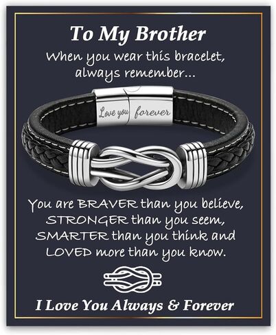Gifts for Men Infinity Leather Bracelet for Dad New Daddy Husband Boyfriend Son Grandson Brother Nephew Uncle Brown Braided Engraved Leather Jewelry Gifts for Fathers Day Birthday Christmas in Saudi Arabia