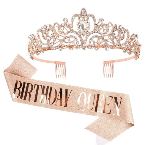 AOPRIE Birthday Crown for Women - Silver Princess Tiara with Rhinestone - Queen Sash - Party Favor in Kuwait