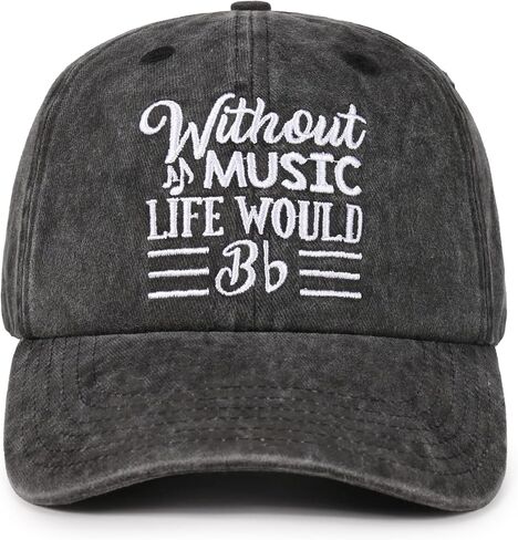 InnoBeta Music Lover Gifts for Men, Without Music Life Would B Flat, Adjustable Vintage Washed Cotton Embroidered Hat, for Music Teacher, Musician in Saudi Arabia