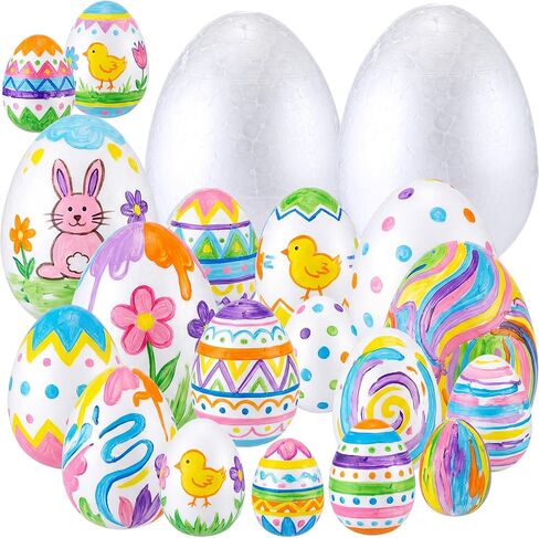 20 Pieces 6 Sizes Craft Foam Egg Easter Foam Egg White Egg Easter Smooth Egg Natural Polystyrene Egg Foam Handmade Egg Ball for Painting Easter Craft Decoration in Saudi Arabia