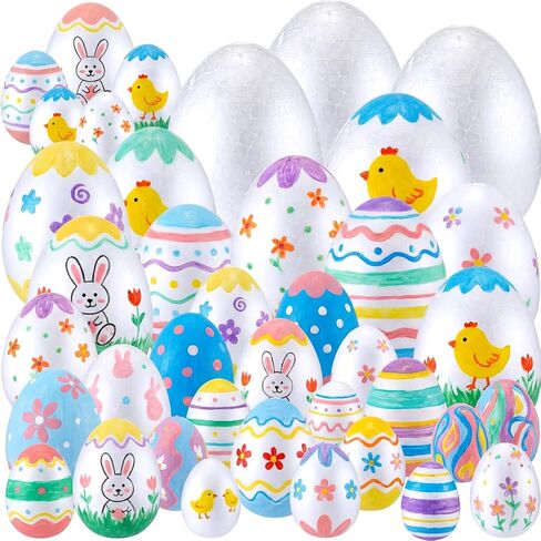 20 Pieces 6 Sizes Craft Foam Egg Easter Foam Egg White Egg Easter Smooth Egg Natural Polystyrene Egg Foam Handmade Egg Ball for Painting Easter Craft Decoration in Saudi Arabia