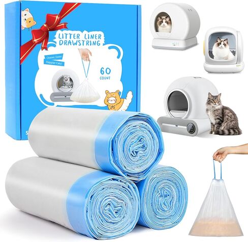 120 COUNT CAT CAT LITTER BOX BANERS FOR MEOWANT MW-SC01 / MW-SC02 ، أكياس نفايات القط مكلفة من أجل صندوق القمامة القطط ذاتي التنظيف ، وأكياس القمامة ذاتية التنظيف الذاتي -17.7 "× 19.68" in Saudi Arabia