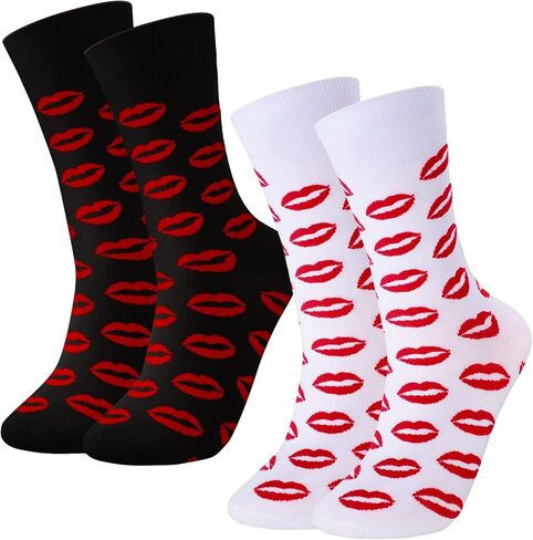 Syhood 2 Pairs Valentine's Day Socks Heart Socks Gifts Hearts Print Crew Socks Novelty Love Pattern Cotton Socks for Valentine Men Women in Saudi Arabia