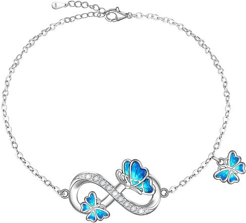 Fenthring Butterfly Anklet for Women Infinity Blue Butterfly Ankle Bracelet Sterling Silver Summer Beach Anklets Jewelry Mom Daughter Christmas Mothers Day Gifts in Saudi Arabia