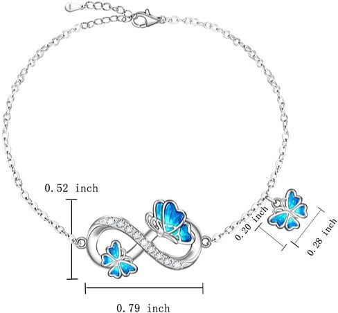 Fenthring Butterfly Anklet for Women Infinity Blue Butterfly Ankle Bracelet Sterling Silver Summer Beach Anklets Jewelry Mom Daughter Christmas Mothers Day Gifts in Saudi Arabia