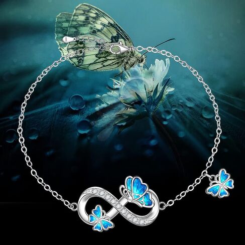Fenthring Butterfly Anklet for Women Infinity Blue Butterfly Ankle Bracelet Sterling Silver Summer Beach Anklets Jewelry Mom Daughter Christmas Mothers Day Gifts in Saudi Arabia