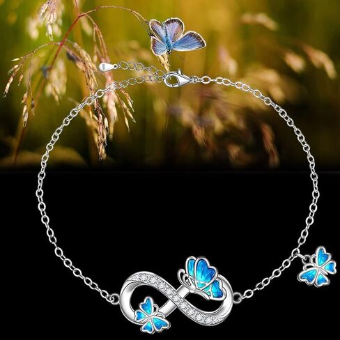 Fenthring Butterfly Anklet for Women Infinity Blue Butterfly Ankle Bracelet Sterling Silver Summer Beach Anklets Jewelry Mom Daughter Christmas Mothers Day Gifts in Saudi Arabia