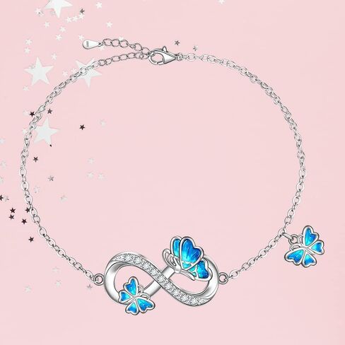 Fenthring Butterfly Anklet for Women Infinity Blue Butterfly Ankle Bracelet Sterling Silver Summer Beach Anklets Jewelry Mom Daughter Christmas Mothers Day Gifts in Saudi Arabia
