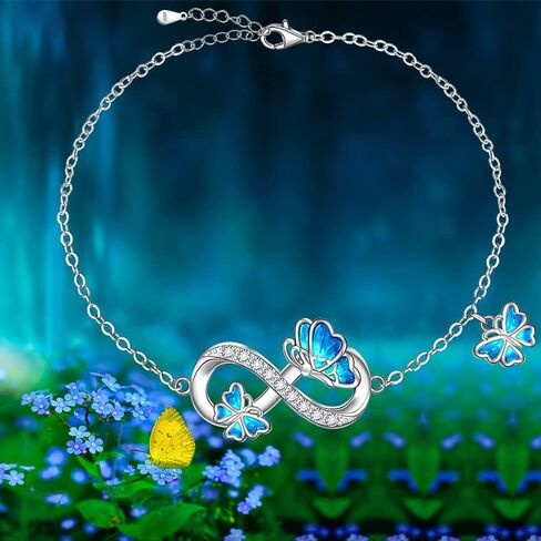 Fenthring Butterfly Anklet for Women Infinity Blue Butterfly Ankle Bracelet Sterling Silver Summer Beach Anklets Jewelry Mom Daughter Christmas Mothers Day Gifts in Saudi Arabia