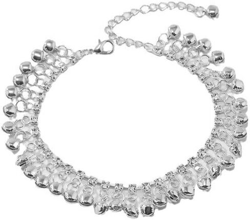 OIDIMS Jingle Bell Anklet for Women CZ Crystal Tassel Bells Retro Ethnic Style Boho Adjustable Tennis Foot Chain Unique Dangling Sounds Bells Charm Anklet Waterproof Summer Beach Belly Dance Jewelry in Saudi Arabia