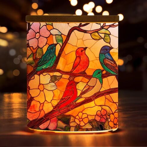 Stained Glass Hummingbird Tea Light Holder, Bird Flower Glass Jar Candle Holders,Battery Operated Flickering Tea Light Trinket Jar, Inspiration Candle Holders for Home Decor in Saudi Arabia