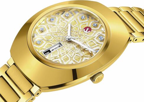 Rado - DiaStar Original Automatic - Men - Swiss Watch - Ultra-Shiny Yellow Gold couloured Ceramos and PVD Coated Stainless-Steel Case - Sapphire Crystal and 11 Light Blue Cubic Zirconia on a diamond powder decoration - 80 hours of Power reserve - Automati in Saudi Arabia