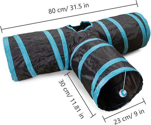 أنفاق Cat Tunnel 2 Way Cat للقطط الداخلية ، نفق Pet Cat Pet Cat Histten مع ، أنابيب القط القابلة للطي وأنابيب للقطط ، جرو ، كيتي ، هريرة ، أرنب (Blue & Black) in Kuwait