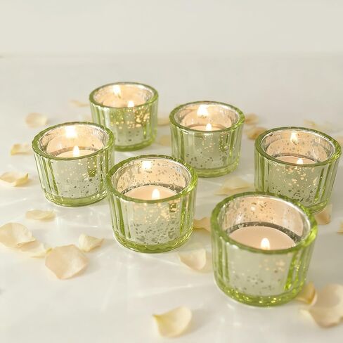 Round Clear Votive Candle Holders Set of 12, Purple Wedding Centerpiece Table Decorations, Mercury Glass Tealight Candle Holder for Bridal Shower, Baby Shower & Home Decor (Blue) in Saudi Arabia