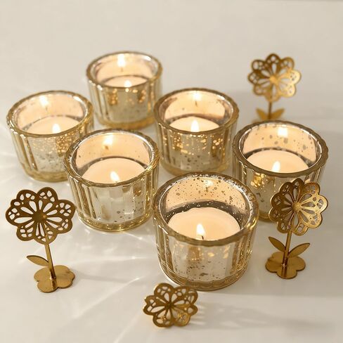 Round Clear Votive Candle Holders Set of 12, Purple Wedding Centerpiece Table Decorations, Mercury Glass Tealight Candle Holder for Bridal Shower, Baby Shower & Home Decor (Blue) in Saudi Arabia