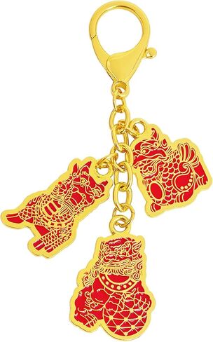 2026 Feng Shui Red 3 Celestial Guardians Amulet Keychain Attract Wealth w5746 in Saudi Arabia