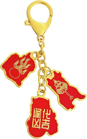 2026 Feng Shui Red 3 Celestial Guardians Amulet Keychain Attract Wealth w5746 in Saudi Arabia