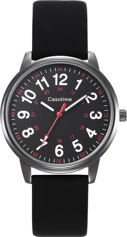 30M Waterproof Nurse Watch - Luminous Easy Read Dial, Second Hand & 24H Military Time, Durable Silicone Band for Nurses, Medical Professionals, Students - Men and Women in Saudi Arabia