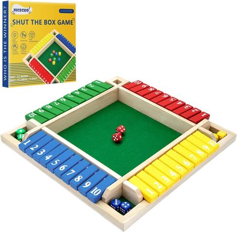 Nicecho أغلق لعبة Dice Box ، 2-4 لاعب عائلة عائلية ألعاب الرياضيات للبالغين والأطفال ، 8 Dices Classics Tabletop Version for Classroom أو Home أو Party أو Pub in Kuwait