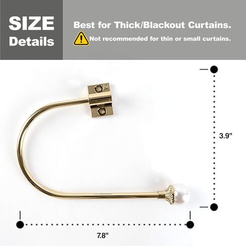 INUSO® Upgraded Adjustable Gold Curtain Holdbacks, 2-Pack – Elegant Handcrafted Metal Holders with Strong Grip for Heavy Curtains, Adjustable Angle for Flexibility and Convenience in Saudi Arabia