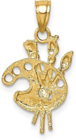 14k Yellow Gold Artist Palette Pendant with Paintbrushes - Creative Jewelry Charm for Women or Unisex Wear - Solid Gold Artistic Pendant for Painters, Art Students, Craft Lovers, and Designers in Saudi Arabia
