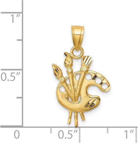 14k Yellow Gold Artist Palette Pendant with Paintbrushes - Creative Jewelry Charm for Women or Unisex Wear - Solid Gold Artistic Pendant for Painters, Art Students, Craft Lovers, and Designers in Saudi Arabia