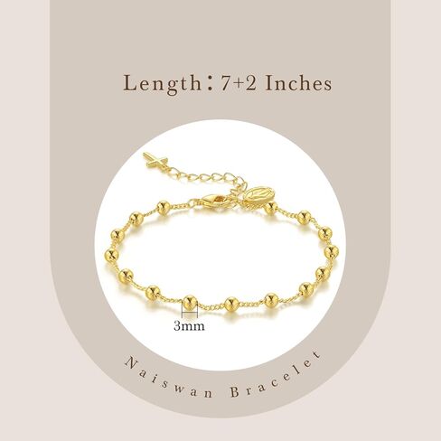 Naiswan 14K أساور مطلية بالذهب للنساء أساور مطرزة مطلية بالذهب للنساء سوار متقاطع للنساء اندماج عناصر متعددة سوار مريم العذراء للنساء 7 + 2 بوصة in Saudi Arabia