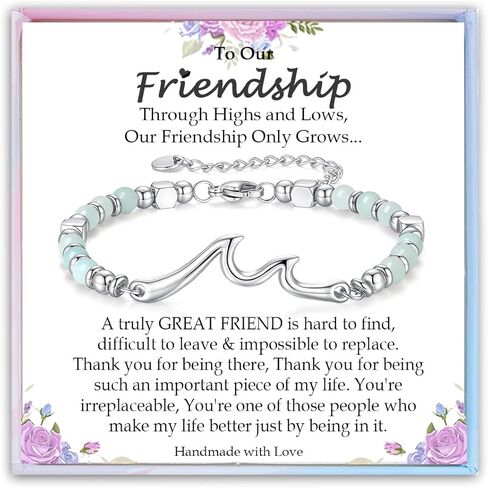 Birthday Gifts for Her Women, Unique Wave Bracelets for Happy Birthday 18th, 21st, 30th, 40th, 50th, 60th Birthday Gifts Ideas for Women Bestie Friend Sister Mom Daughter Wife Grandma Aunt in Saudi Arabia