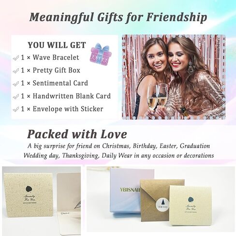 Birthday Gifts for Her Women, Unique Wave Bracelets for Happy Birthday 18th, 21st, 30th, 40th, 50th, 60th Birthday Gifts Ideas for Women Bestie Friend Sister Mom Daughter Wife Grandma Aunt in Saudi Arabia