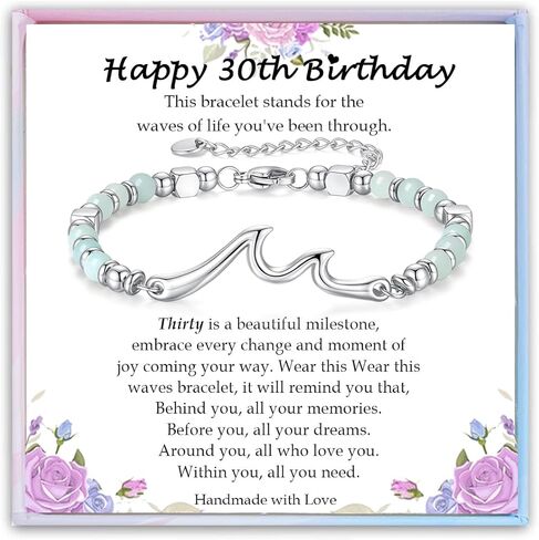 Birthday Gifts for Her Women, Unique Wave Bracelets for Happy Birthday 18th, 21st, 30th, 40th, 50th, 60th Birthday Gifts Ideas for Women Bestie Friend Sister Mom Daughter Wife Grandma Aunt in Saudi Arabia