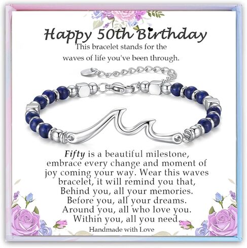 Birthday Gifts for Her Women, Unique Wave Bracelets for Happy Birthday 18th, 21st, 30th, 40th, 50th, 60th Birthday Gifts Ideas for Women Bestie Friend Sister Mom Daughter Wife Grandma Aunt in Saudi Arabia