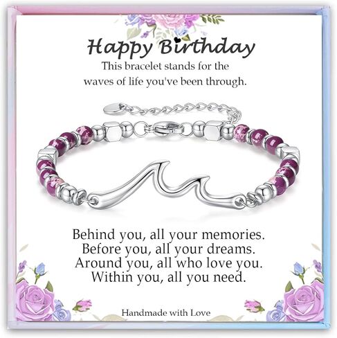 Birthday Gifts for Her Women, Unique Wave Bracelets for Happy Birthday 18th, 21st, 30th, 40th, 50th, 60th Birthday Gifts Ideas for Women Bestie Friend Sister Mom Daughter Wife Grandma Aunt in Saudi Arabia