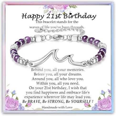 Birthday Gifts for Her Women, Unique Wave Bracelets for Happy Birthday 18th, 21st, 30th, 40th, 50th, 60th Birthday Gifts Ideas for Women Bestie Friend Sister Mom Daughter Wife Grandma Aunt in Saudi Arabia