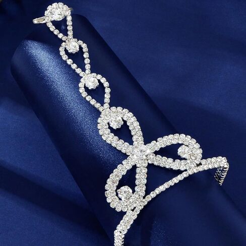 Long tiantian Rhinestone Bracelet for Women Silver Hand Chain Prom Formal Jewelry Wedding Bridal Accessories Bridesmaid Party Gift in Saudi Arabia