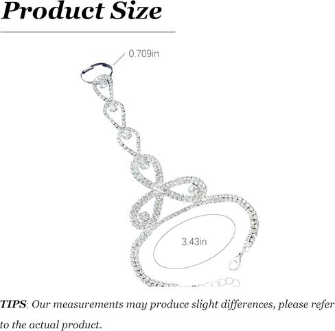 Long tiantian Rhinestone Bracelet for Women Silver Hand Chain Prom Formal Jewelry Wedding Bridal Accessories Bridesmaid Party Gift in Saudi Arabia