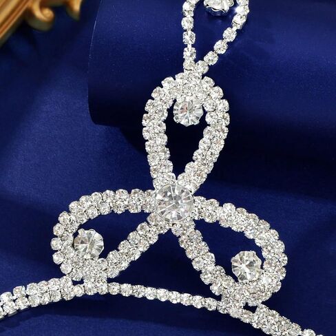 Long tiantian Rhinestone Bracelet for Women Silver Hand Chain Prom Formal Jewelry Wedding Bridal Accessories Bridesmaid Party Gift in Saudi Arabia