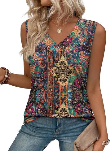 Zeagoo Tank Top for Women V Neck Loose Fit Sleeveless Summer Tops Business Casual Outfits Dressy Blouses Shirts in Saudi Arabia
