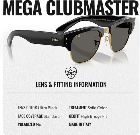 Ray-Ban RB0316S MEGA CLUBMASTER BLACKED OUT COLLECTION Square Shaped Sunglasses with Official RAYBAN Eyewear Kit in Saudi Arabia