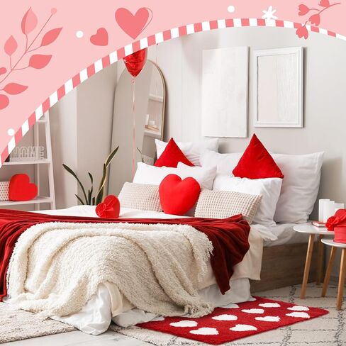 سجادة حمام Tinideya Valentine Heart لديكور الحمام، سجاد حمام عيد الحب لقلب الحب ماص وغير قابل للانزلاق وقابل للغسل لديكور الحمام المنزلي، 20 × 32 بوصة (أحمر) in Saudi Arabia