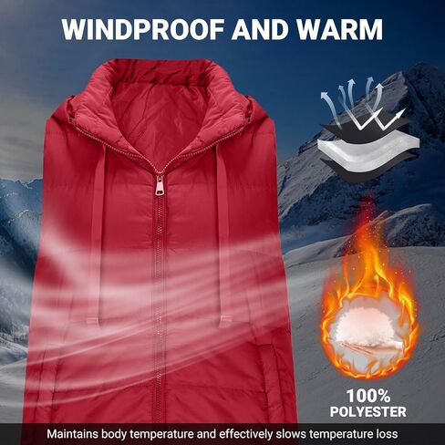 Long Puffer Vest Women Winter Warm Outerwear Quilted Jackets with Hood Sleeveless Cold Weather Coats Travel Outfits in Saudi Arabia
