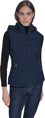 Calvin Klein womens Lightweight Hooded Puffer Vest – Quilted Stretch Winter Outerwear With Zipper Pockets in Saudi Arabia
