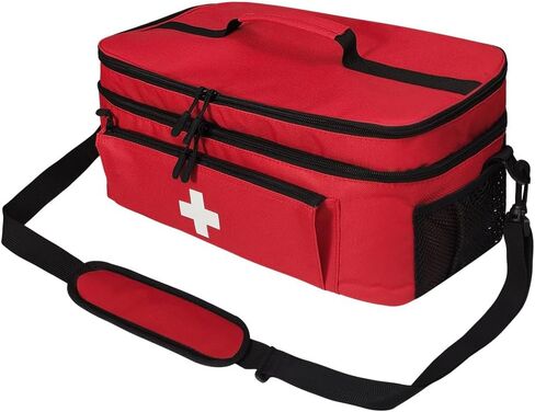 Boczif First Aid Kit, First Aid Storage Carry Bag, Pill Bottle Organizer for Emergency Trauma Medical Kits Supplies Waterproof, Ideal for Home, Office, Car, Travel, Outdoor, Camping, Hiking (Red) in Kuwait