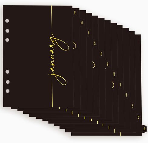A5 Binder Dividers مع علامات تبويب شهرية-12 علامات تبويب فهرس شهرية ، 6 حفرة تم الحصول عليها مسبقًا للمخططين وأجهزة الكمبيوتر المحمولة-منظمة متينة وأنيقة لمجلدات A5 ، 8.5 "*5.5" in Saudi Arabia