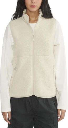 Women's Sherpa Fleece Vest Zip Up Trendy Sleeveless Jacket Warm Fuzzy Vests Fall Winter Outerwear with Pockets in Saudi Arabia