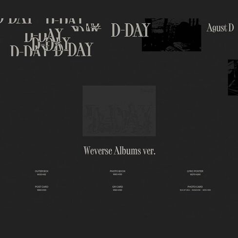 Agust D (SUGA) - [D - DAY] (Weverse Albums Ver.) Outer Box + Photo Book + Lyric Poster + Post Card + QR Card + Photo Card + 2 Extra Photocard in Saudi Arabia