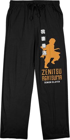 Demon Slayer Season 2 Zenitsu Silhouette with Kanji Men's Black Sleep Pajama Pants in Saudi Arabia