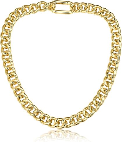 GOLDCHIC JEWELRY وصلة كوبية مكتنزة للنساء، قلادة سلسلة كبح بيان لها، قلادة ذهبية سميكة عصرية عيار 14 قيراط، هدايا مجوهرات سلسلة هيب هوب ميامي الكوبية، عرض 13/16/23 مم، طول 18/20/22 بوصة in Kuwait