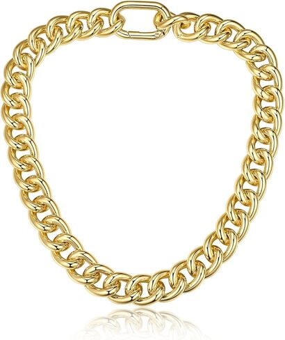 GOLDCHIC JEWELRY وصلة كوبية مكتنزة للنساء، قلادة سلسلة كبح بيان لها، قلادة ذهبية سميكة عصرية عيار 14 قيراط، هدايا مجوهرات سلسلة هيب هوب ميامي الكوبية، عرض 13/16/23 مم، طول 18/20/22 بوصة in Kuwait