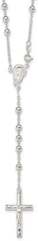 Diamond2Deal Sterling Silver Polished Beaded Rosary 30 in Necklace in Saudi Arabia